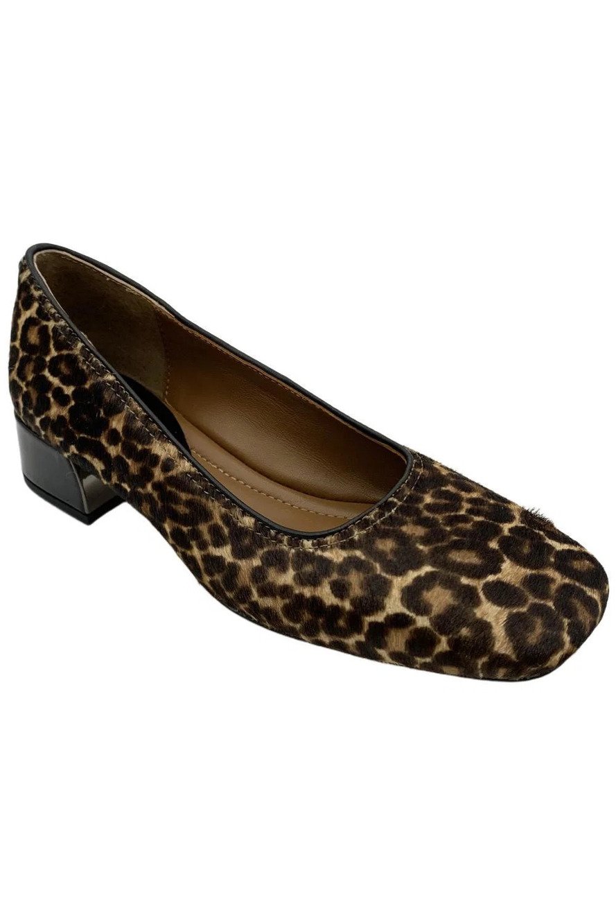 Donald Pliner Women's Drew Slip-On Heel Leopard Haircalf Black/Natural - Medium